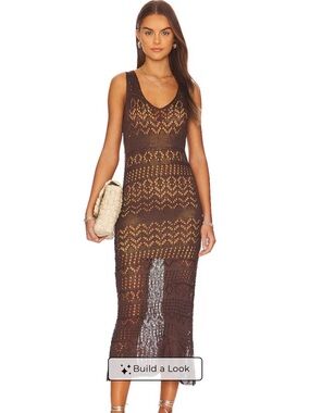 SNDYS Brown Crochet Maxi Dress